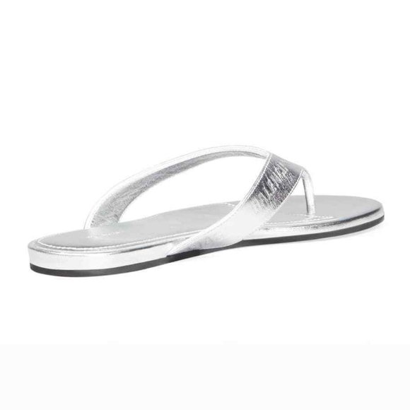 Balenciaga Metallic Thong Flat Sandals Silver Size 38.5 8.5 US - Picture 2 of 9